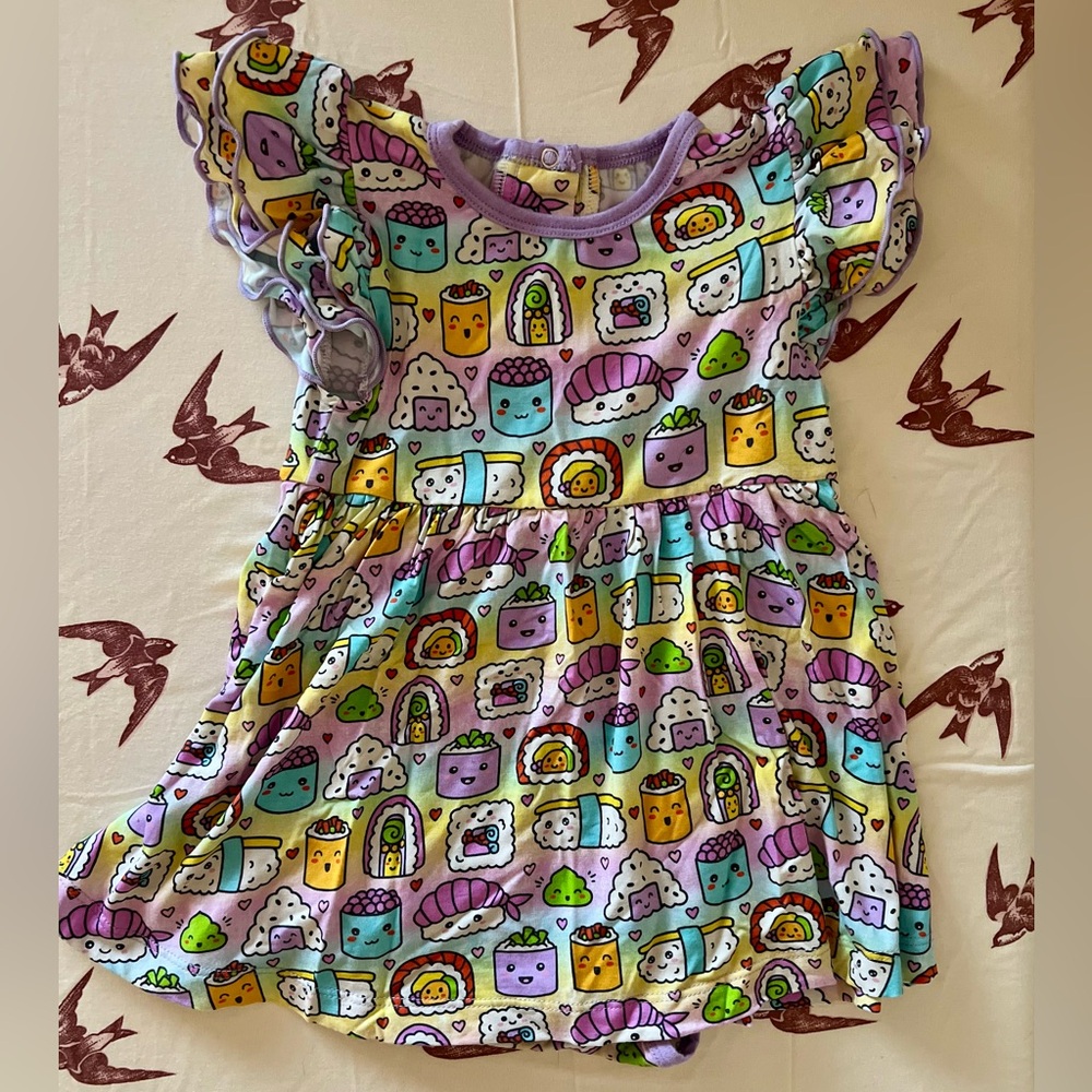 Cute Sushi Print Ruffle Baby Dress